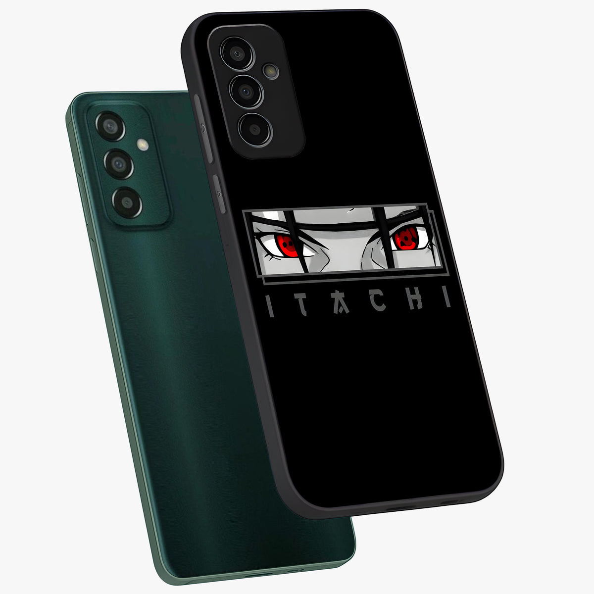Scarlet Gaze Dominance Glass Case displayed in angled mockup highlighting intense visual design with bold scarlet aesthetic.