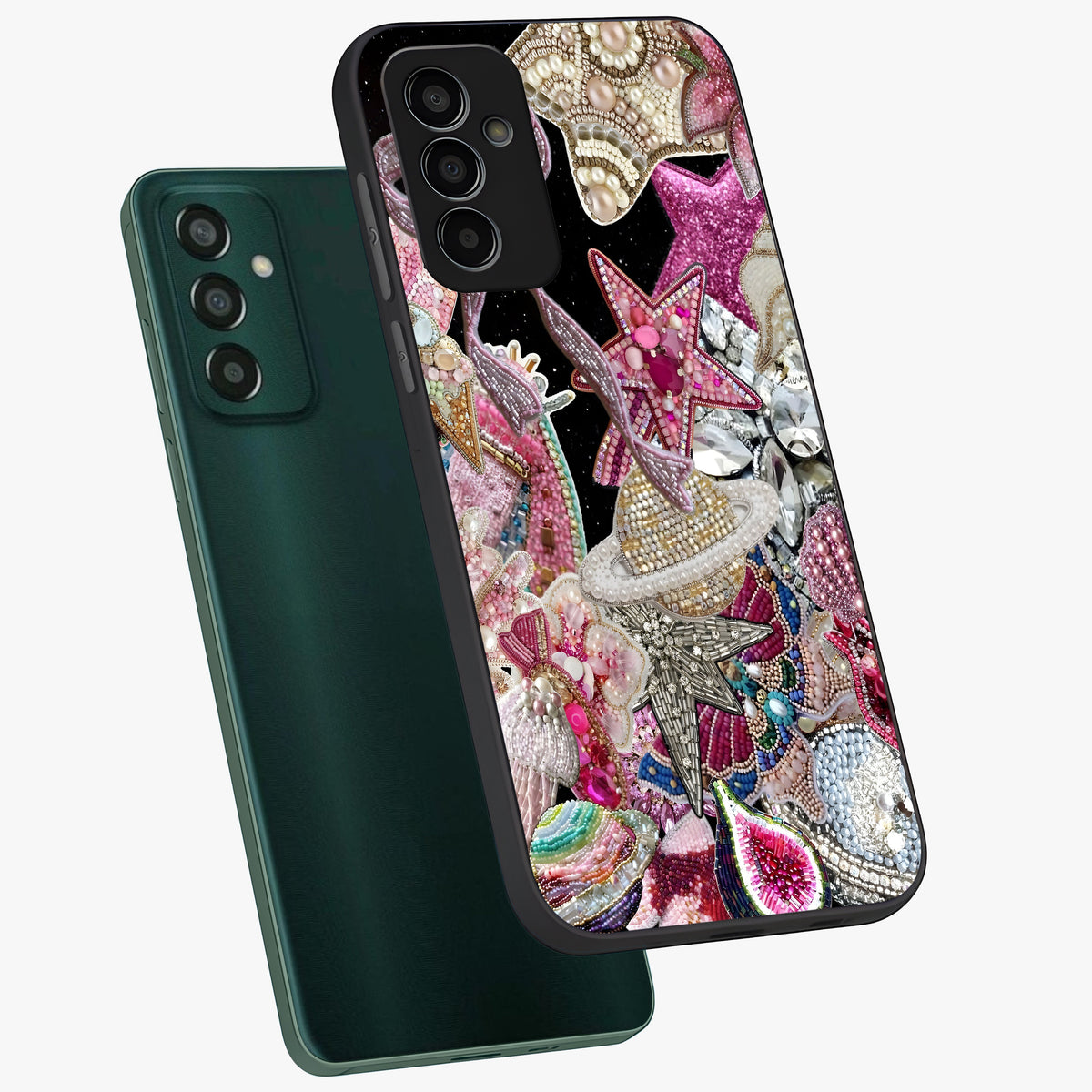 Starlit Jewel Dream Glass Case displayed in angled mockup highlighting glowing celestial jewel design with dreamy aesthetic.