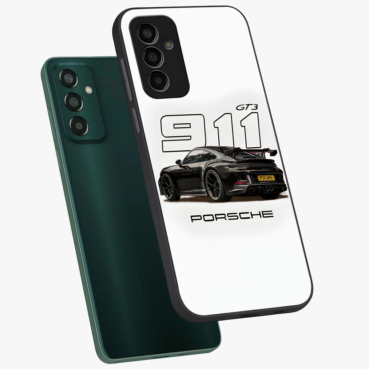 Turbo Legacy Icon Glass Case displayed in angled mockup highlighting dynamic automotive design with performance aesthetic.