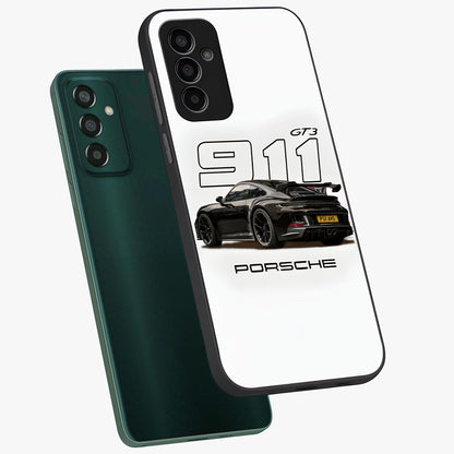 Turbo Legacy Icon Glass Case displayed in angled mockup highlighting dynamic automotive design with performance aesthetic.