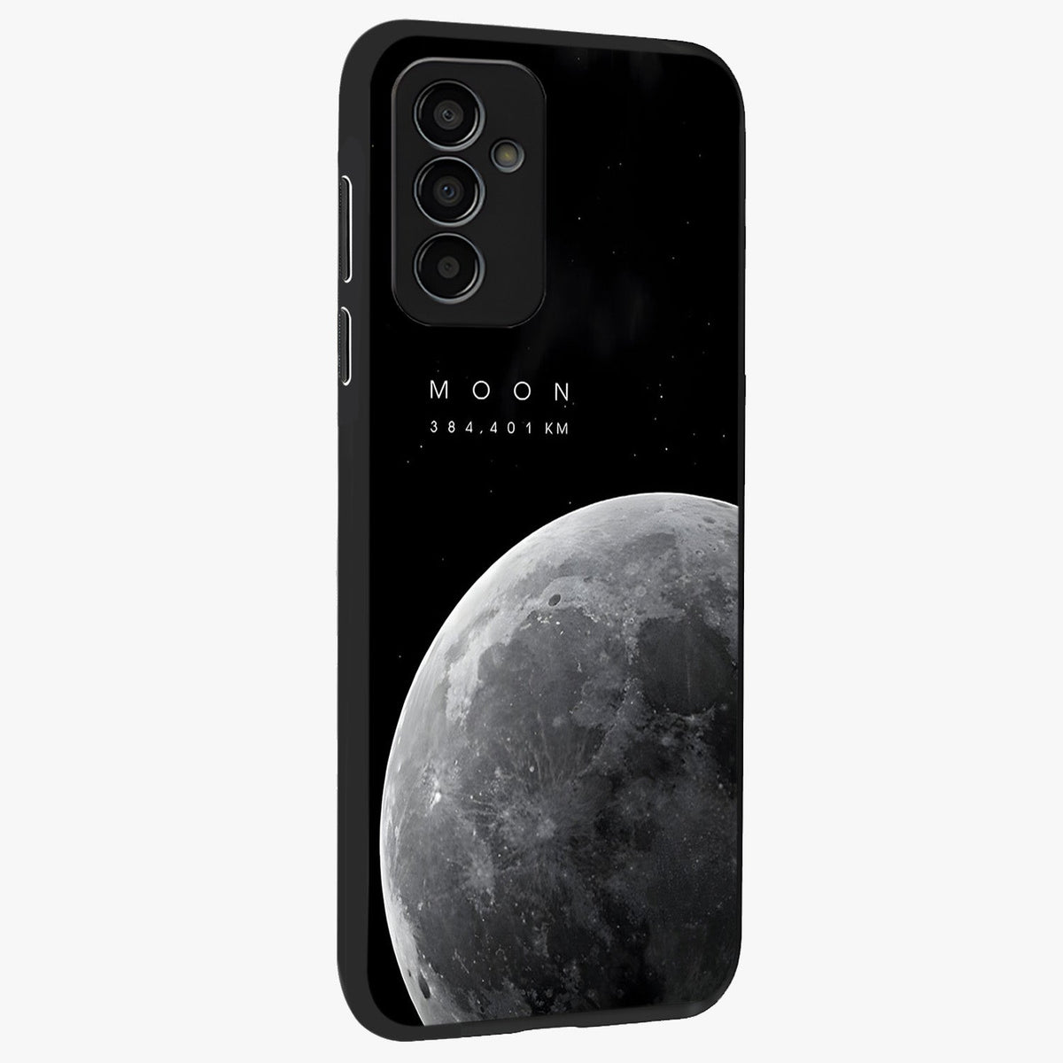 Cosmic Moon Glow Glass Case upright view showcasing luminous moon illustration with dreamy cosmic style.