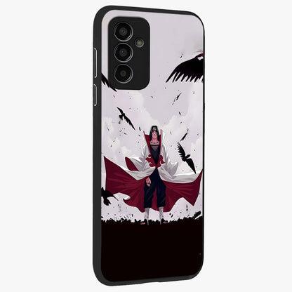 Crimson Crow Ascension Glass Case upright view showcasing dramatic crow artwork with bold gothic theme.