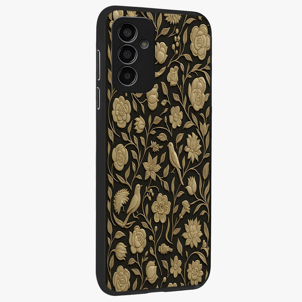Golden Evil Eye Mandala Glass Case upright view showcasing decorative evil eye mandala artwork with spiritual aesthetic style.
