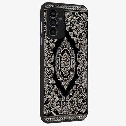 Noir Bloom Elegance Glass Case upright view showcasing graceful floral artwork with luxurious dark theme.