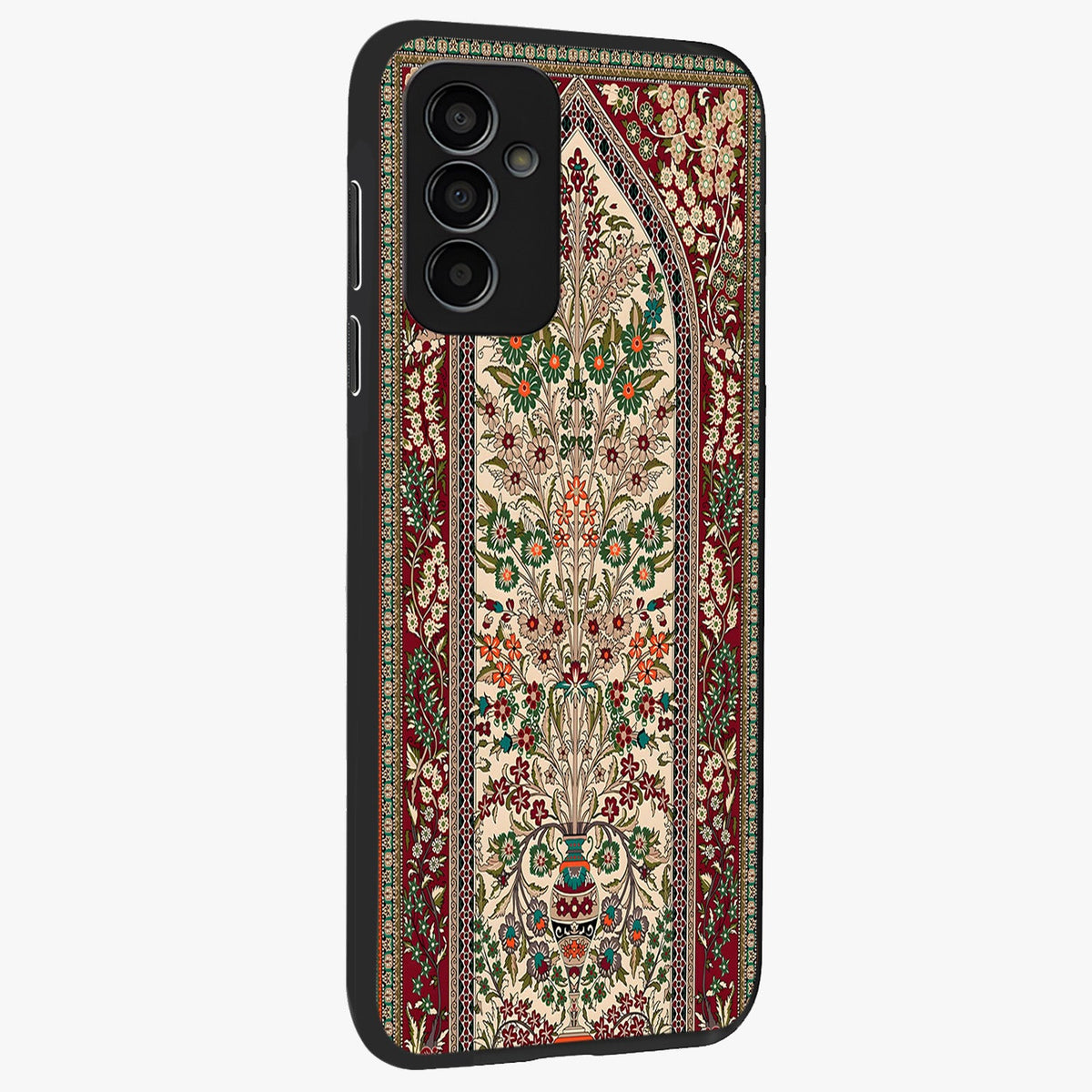 Persian Inspired Glass Case upright view showcasing decorative Persian artwork with rich heritage theme.