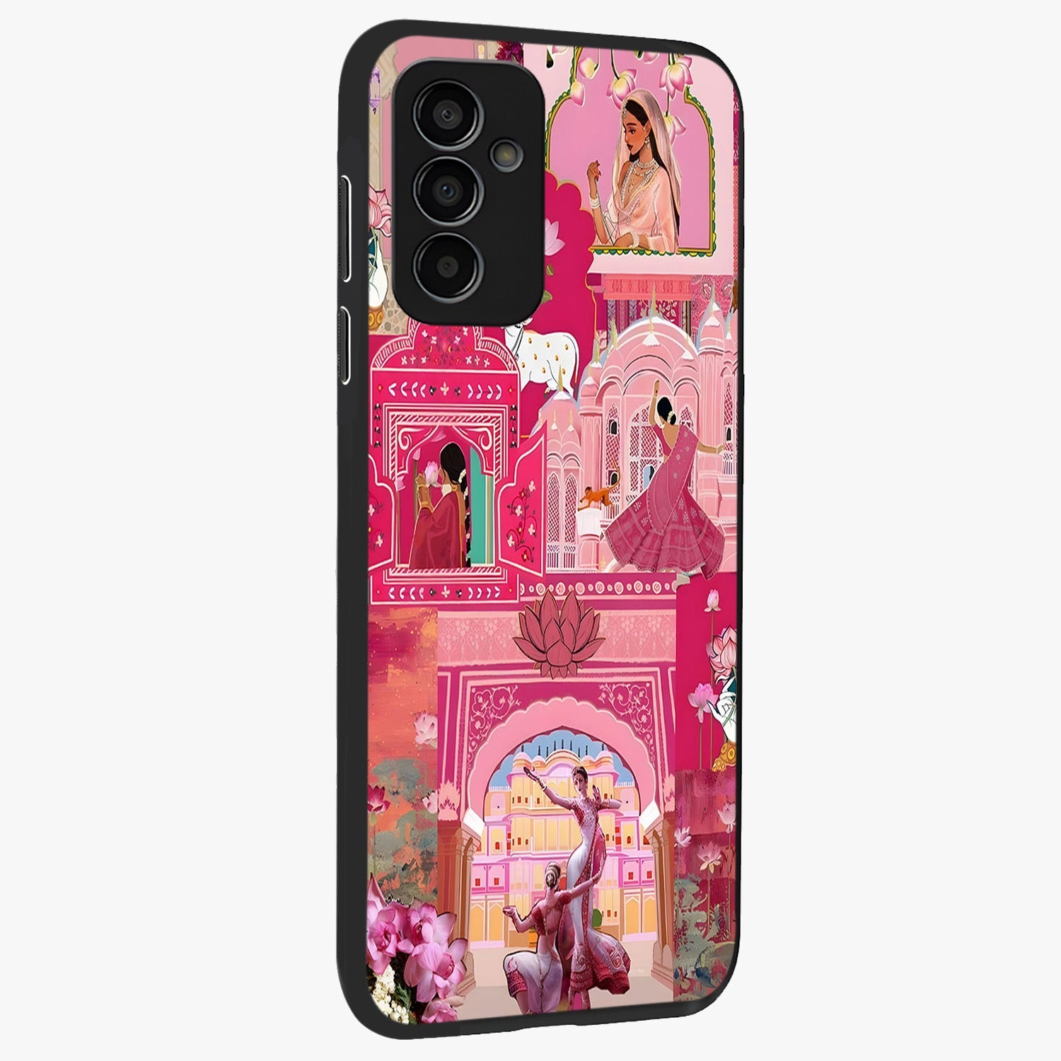 Pink Palace Muse Glass Case upright view showcasing artistic palace artwork with graceful royal theme.