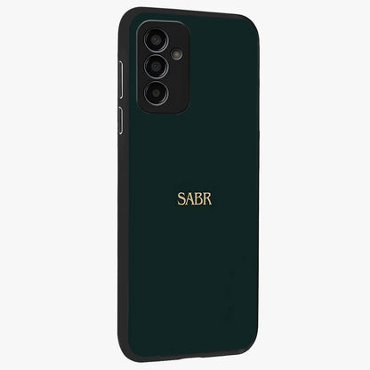 Sabr Minimal Patience Glass Case upright view showcasing calm minimalist artwork with motivational patience theme.