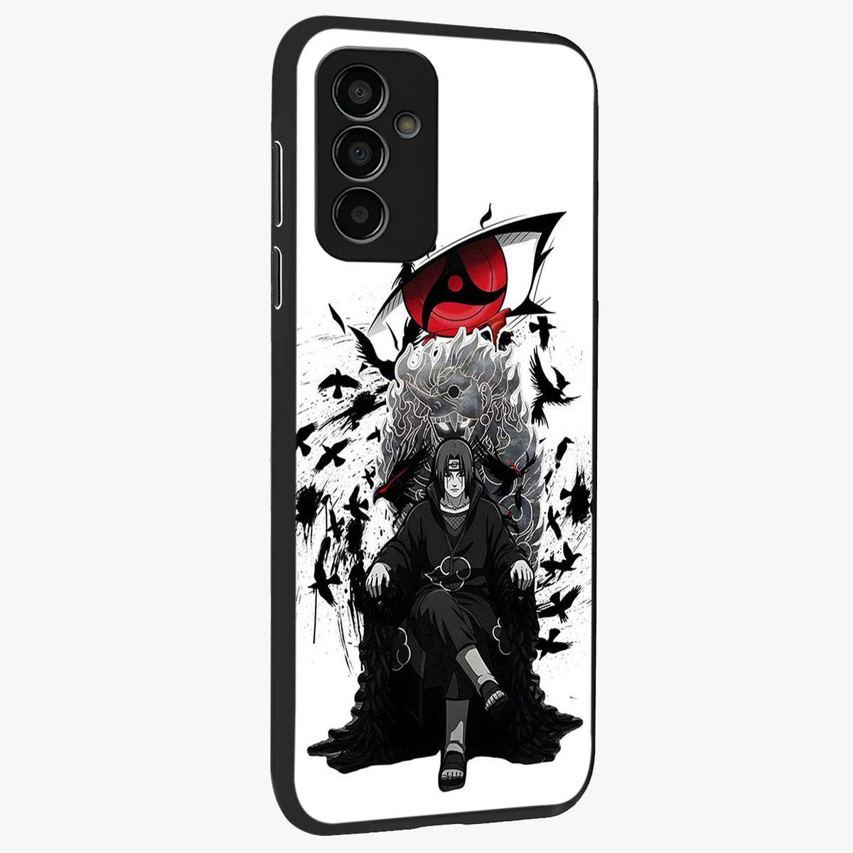 Uchiha Shadow Throne Glass Case upright view showcasing magical underwater galaxy artwork with vibrant cosmic theme.