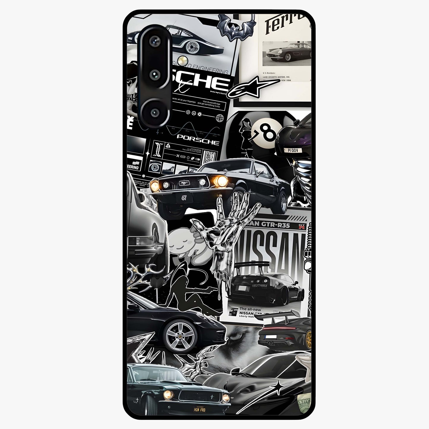 Aesthetic Dark Love Glass Case showing flat back view with dark romantic artwork and glossy glass finish.