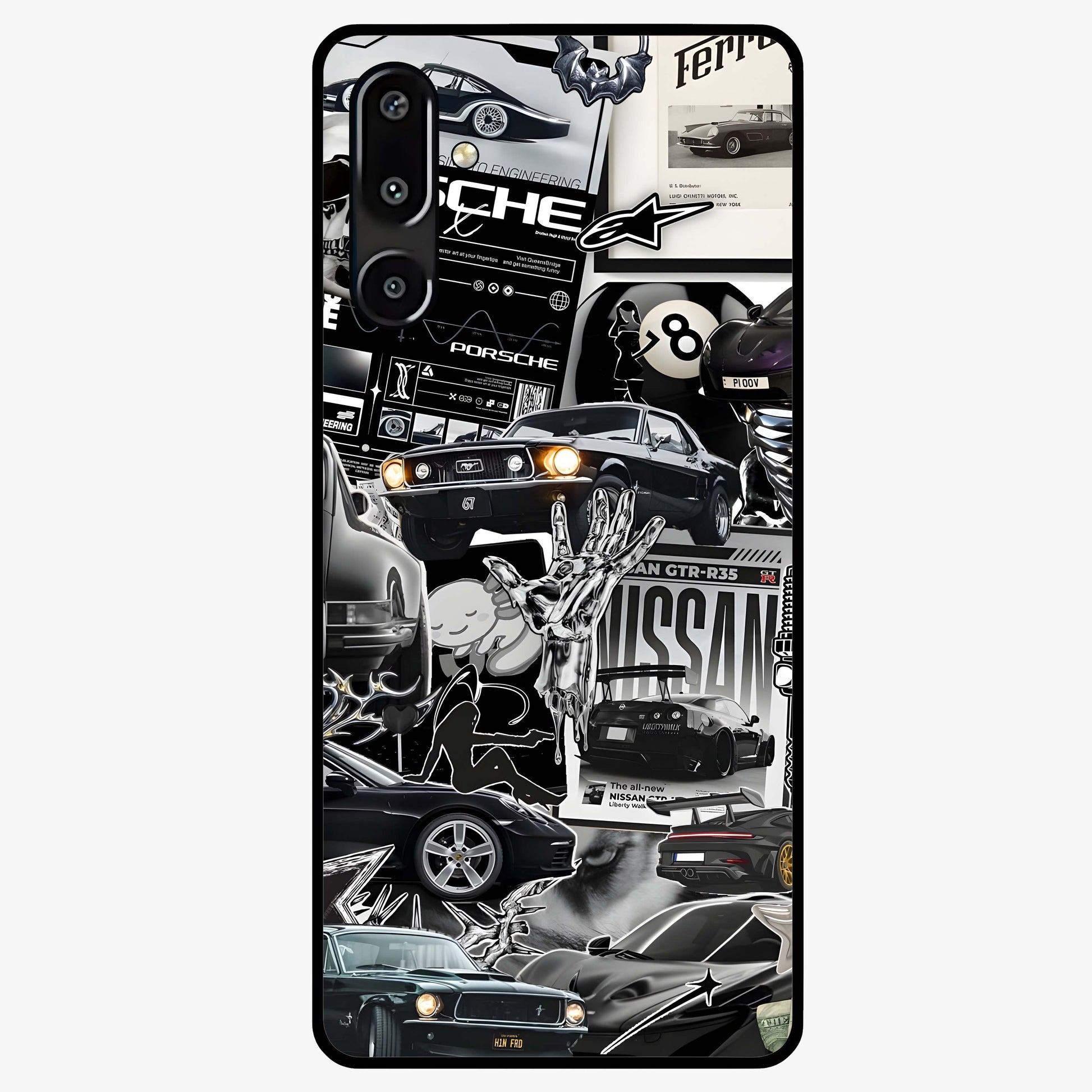 Aesthetic Dark Love Glass Case showing flat back view with dark romantic artwork and glossy glass finish.