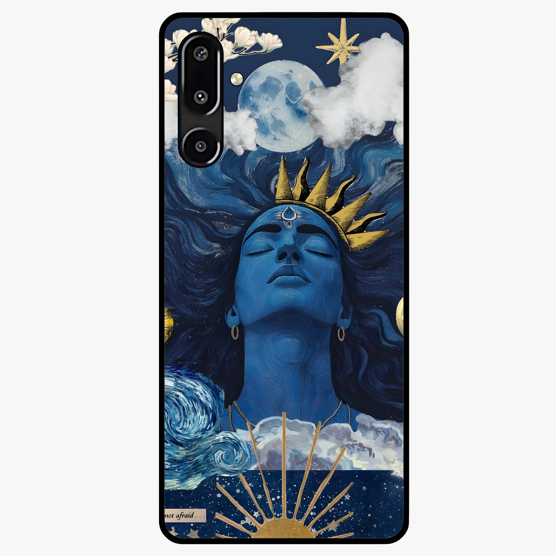 Aesthetic Lord Shiva Glass Case showing flat back view with divine Shiva artwork and glossy glass finish.