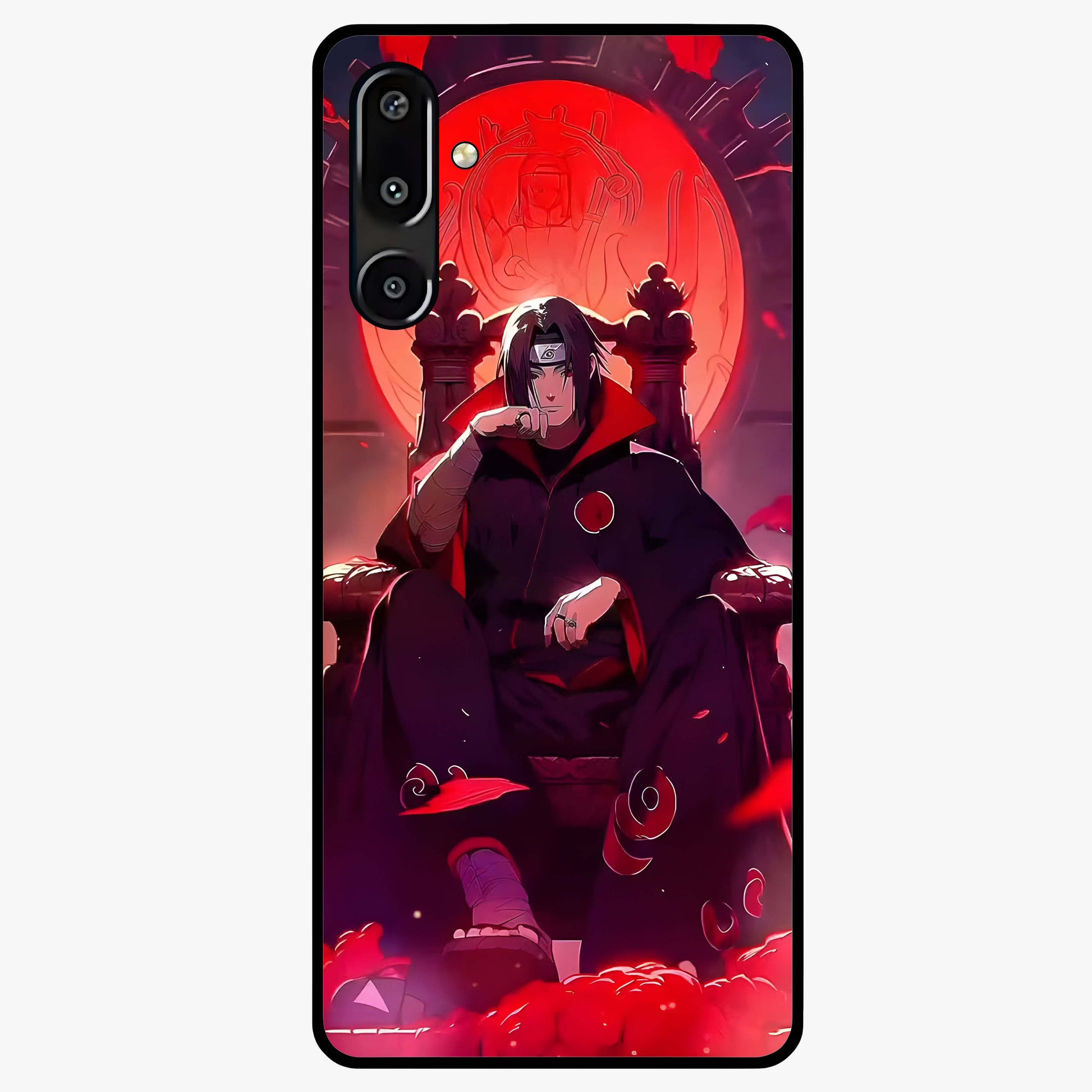 Blood Moon Sovereign Glass Case showing flat back view with mystical blood moon artwork and glossy glass finish.