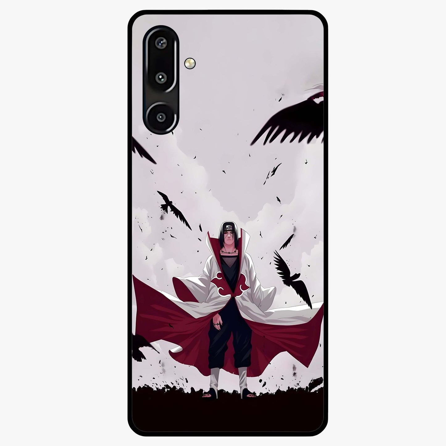 Crimson Crow Ascension Glass Case showing flat back view with mystical crow artwork and glossy glass finish.