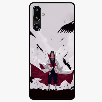 Crimson Crow Ascension Glass Case showing flat back view with mystical crow artwork and glossy glass finish.