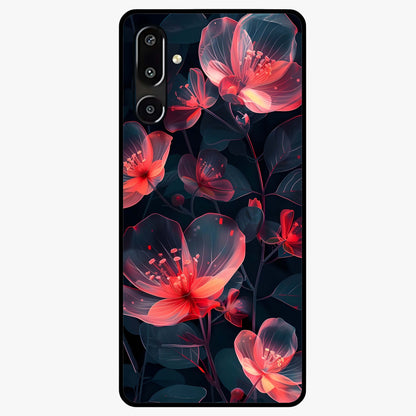 Dark Shade of Flower Glass Case showing flat back view with elegant dark floral artwork and glossy glass finish.