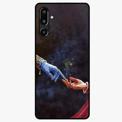Divine Touch Eternal Glass Case showing flat back view with spiritual themed artwork and glossy glass finish.