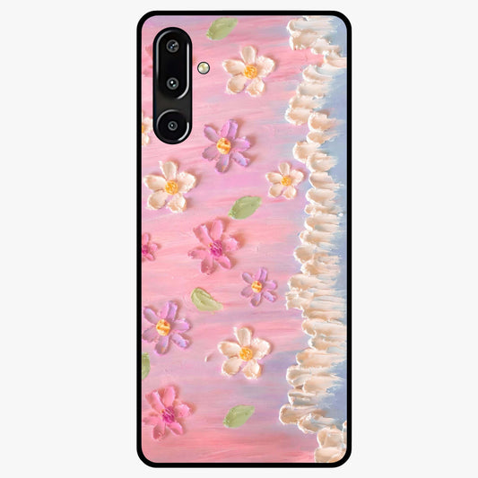 Dreamy Painted Garden Glass Case showing flat back view with artistic painted floral garden artwork and glossy glass finish.
