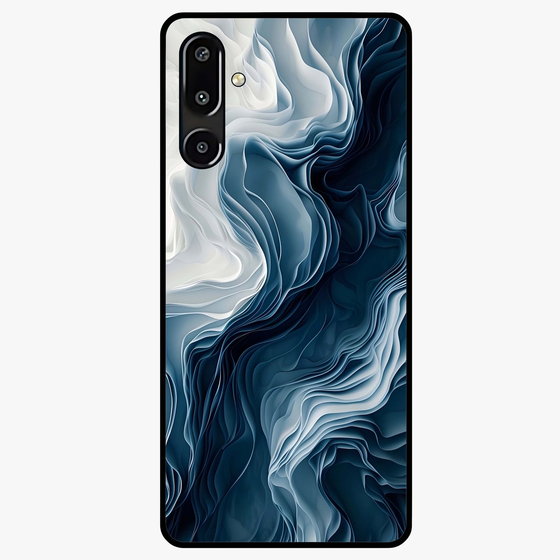 Ethereal Paper Marble Glass Case showing flat back view with soft marble paper texture artwork and glossy glass finish.