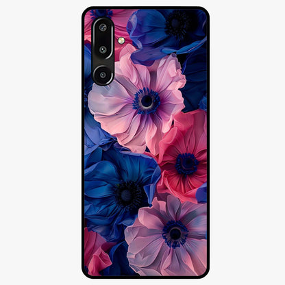 Flower Paper Art Pattern Glass Case showing flat back view with paper cut style floral artwork and glossy glass finish.