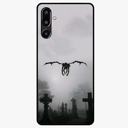 Graveyard Shadow Descent Glass Case showing flat back view with dark graveyard themed artwork and glossy glass finish.