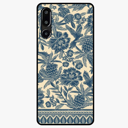 Heirloom Wild Bloom Glass Case showing flat back view with vintage inspired wild flower artwork and glossy glass finish.
