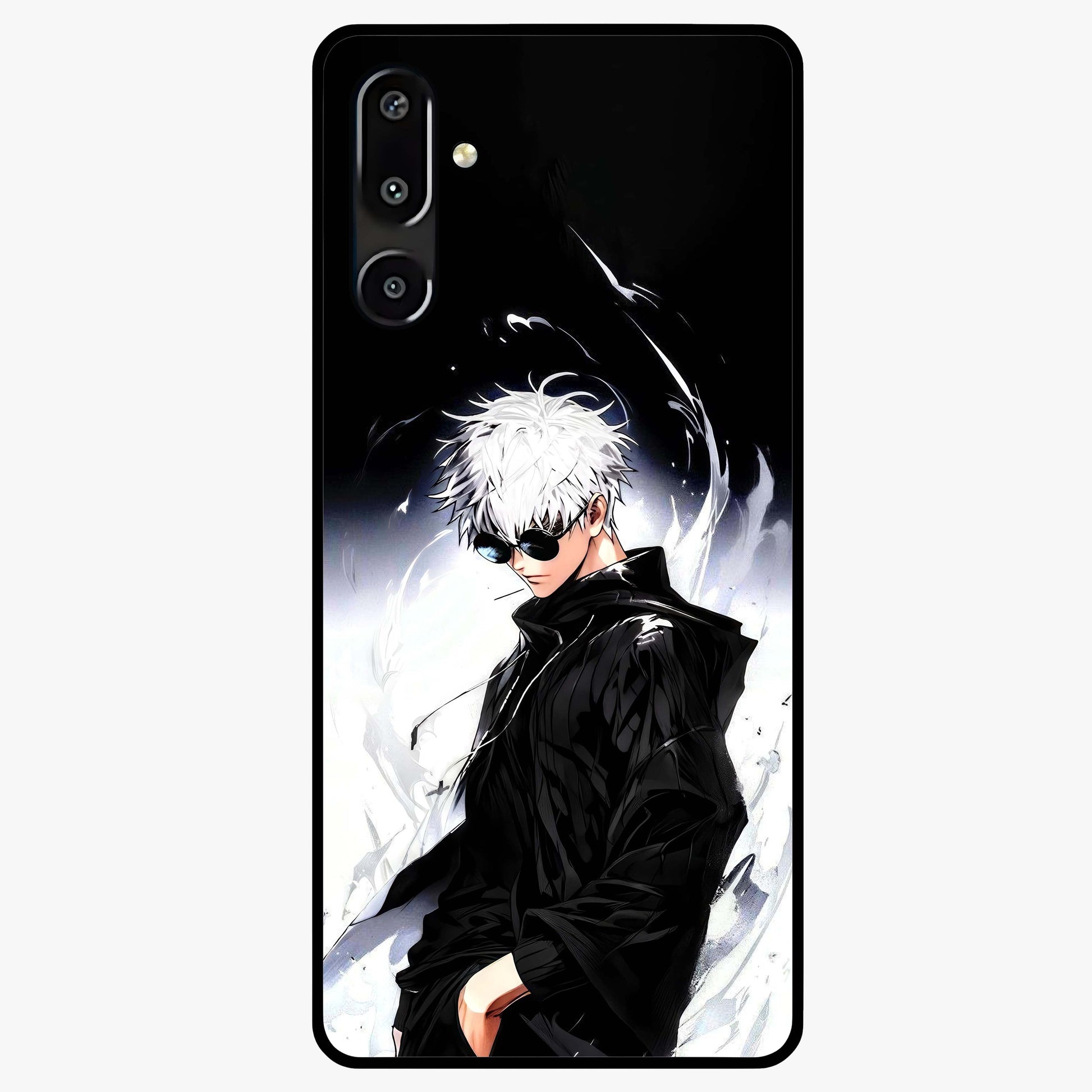 Limitless Shadow King Glass Case showing flat back view with powerful shadow warrior artwork and glossy glass finish.