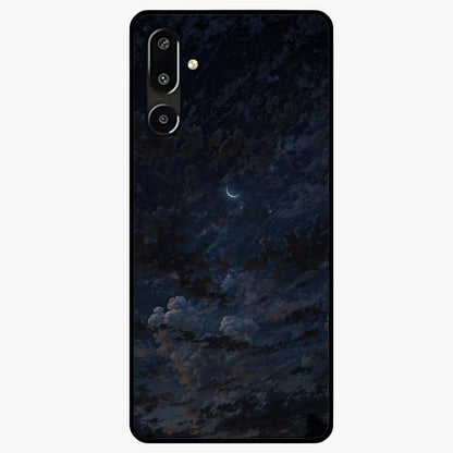 Lunar Veil Silence Glass Case showing flat back view with mystical moon veil artwork and glossy glass finish.