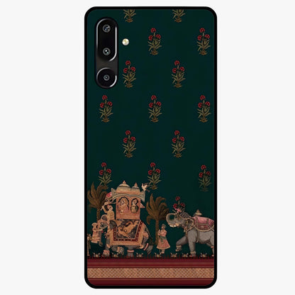 Macmerise Glass Case showing flat back view with stylish modern artwork and glossy glass finish.