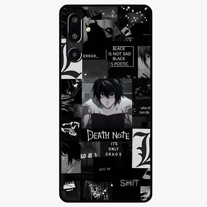 Midnight Chaos Mind Glass Case showing flat back view with abstract dark themed artwork and glossy glass finish.