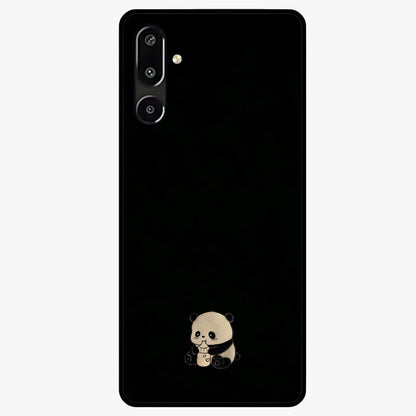 Midnight Panda Love Glass Case showing flat back view with cute panda themed artwork and glossy glass finish.