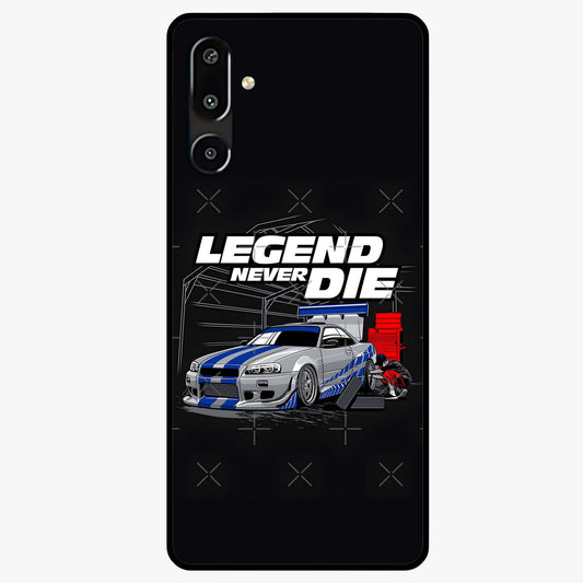 Midnight Racing Legacy Glass Case showing flat back view with sleek racing inspired artwork and glossy glass finish.