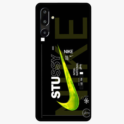 Neon Street Edition Glass Case showing flat back view with neon street style artwork and glossy glass finish.