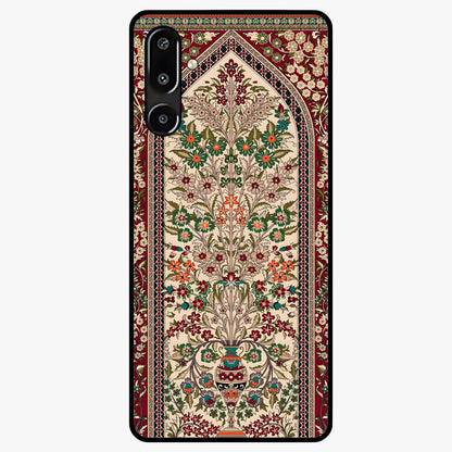 Persian Inspired Glass Case showing flat back view with ornate Persian style pattern artwork and glossy glass finish.