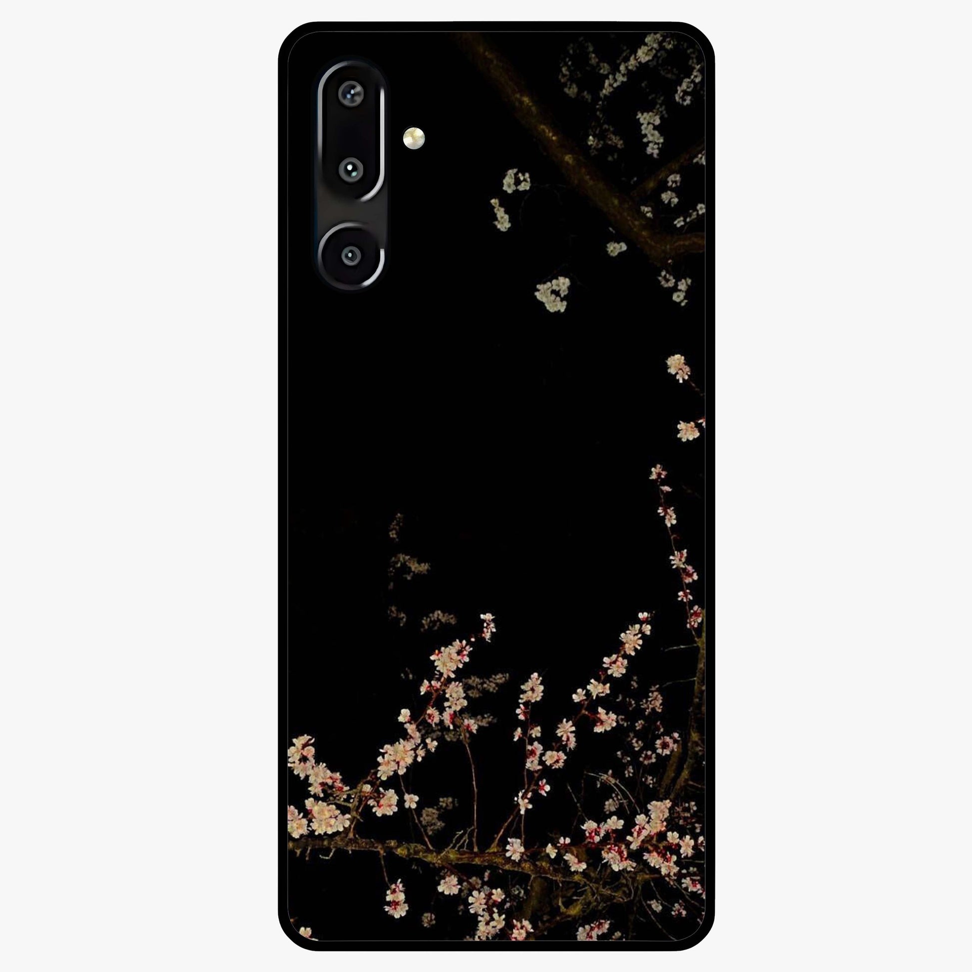 Petal Moon Light With Custom Name Glass Case showing flat back view with floral moonlight artwork and personalized name design.