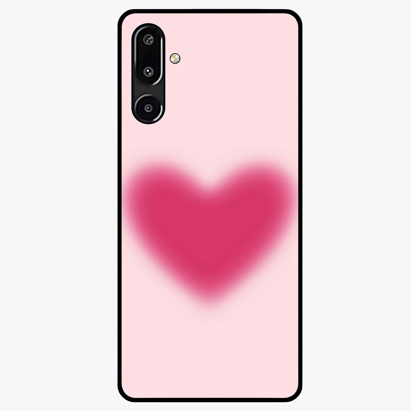 Pink Aura Heart Glass Case showing flat back view with glowing heart artwork and glossy glass finish.