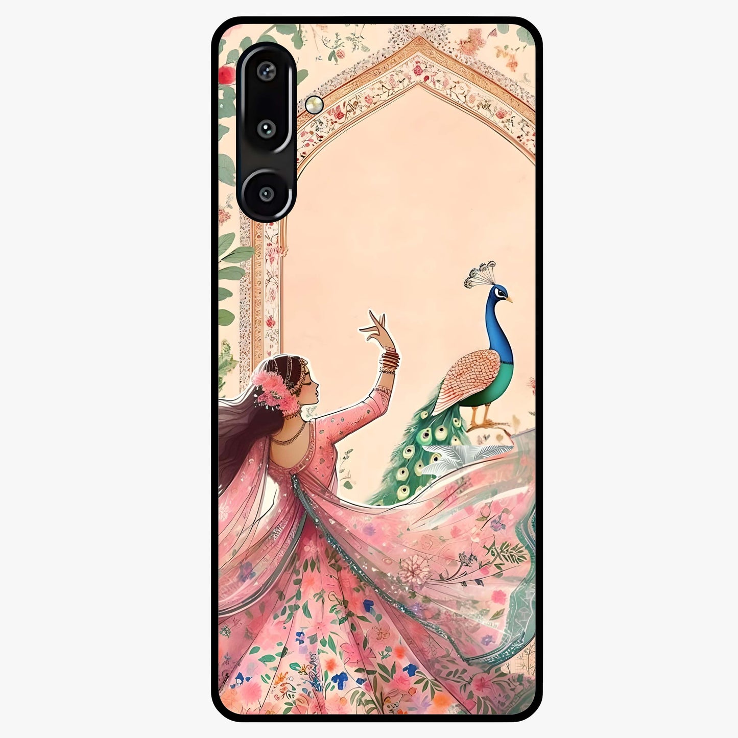 Royal Grace Muse Glass Case showing flat back view with elegant artistic artwork and glossy glass finish.