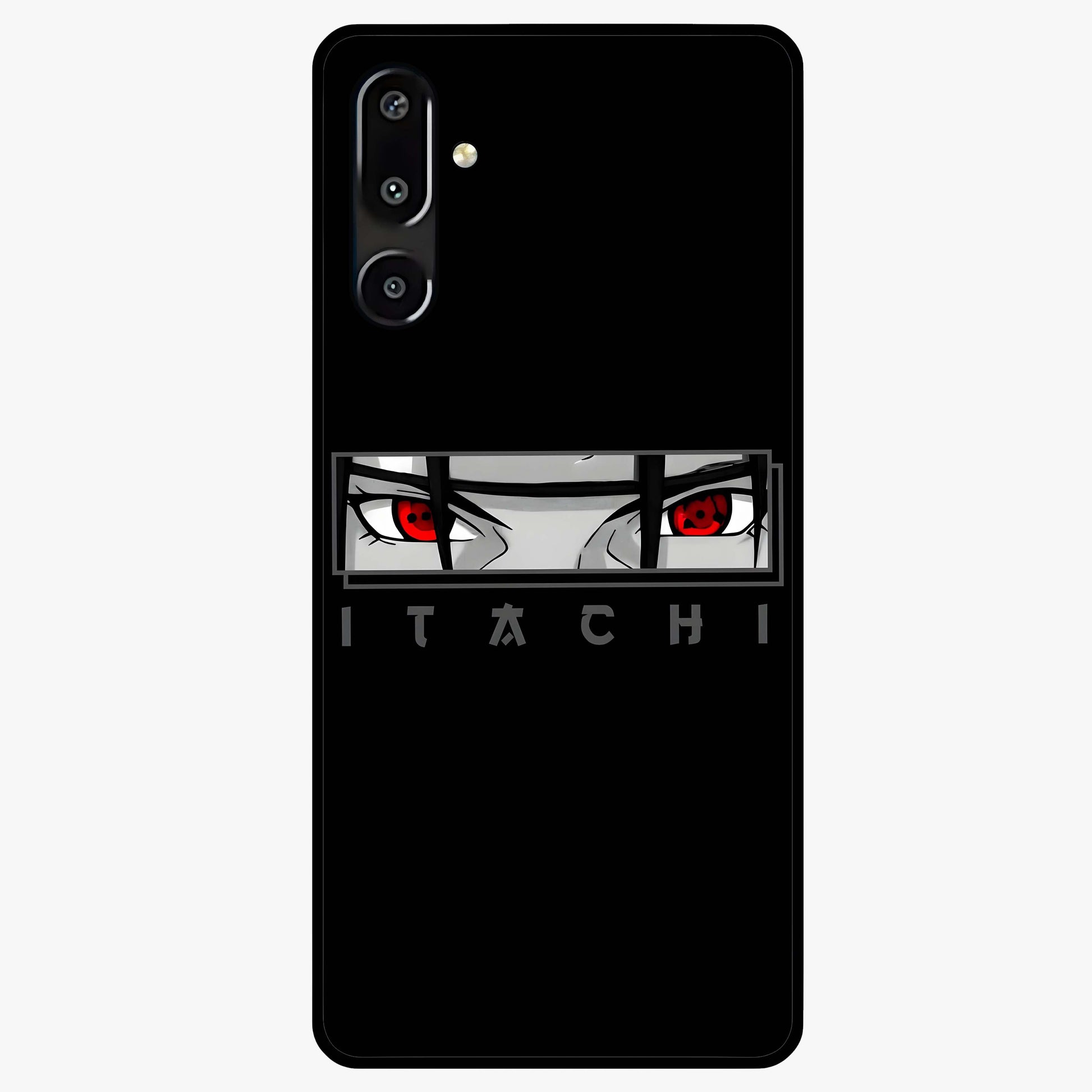 Scarlet Gaze Dominance Glass Case showing flat back view with striking red themed artwork and glossy glass finish.