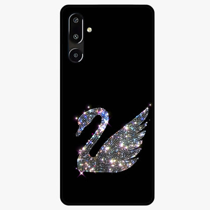 Starlit Swan Grace Glass Case showing flat back view with graceful swan artwork under starry sky and glossy glass finish.