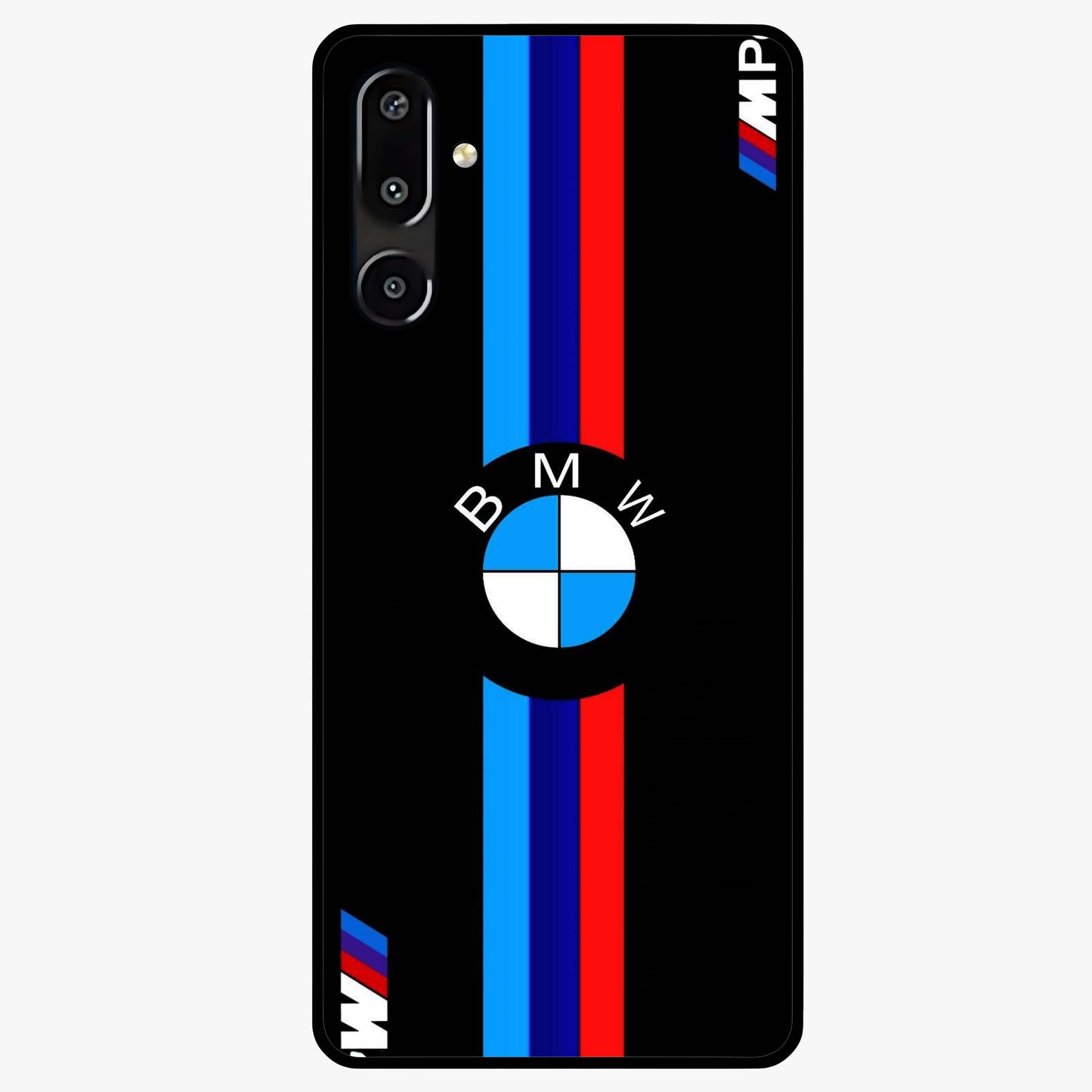 Turbo BMW Beast Glass Case showing flat back view with high performance sports car artwork and glossy glass finish.