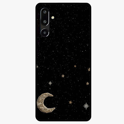 Twinkle Star With Half Moon Glass Case showing flat back view with star and half moon artwork and glossy glass finish.