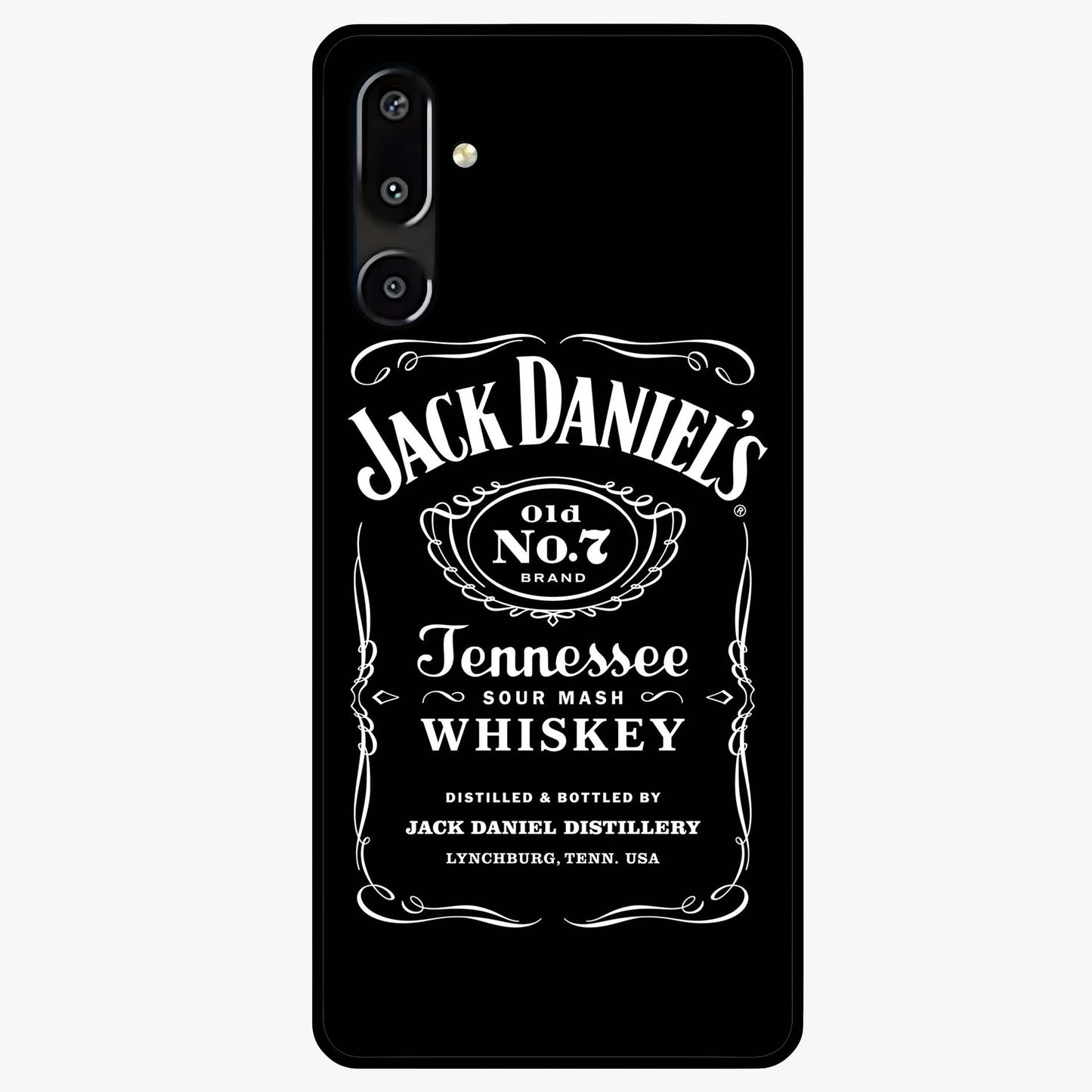 Vintage Whiskey Heritage Glass Case showing flat back view with classic whiskey inspired artwork and glossy glass finish.
