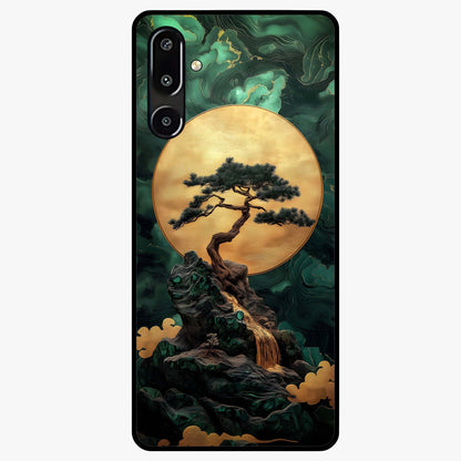 Zen Moon Rise Glass Case showing flat back view with calm moonrise artwork and glossy glass finish.
