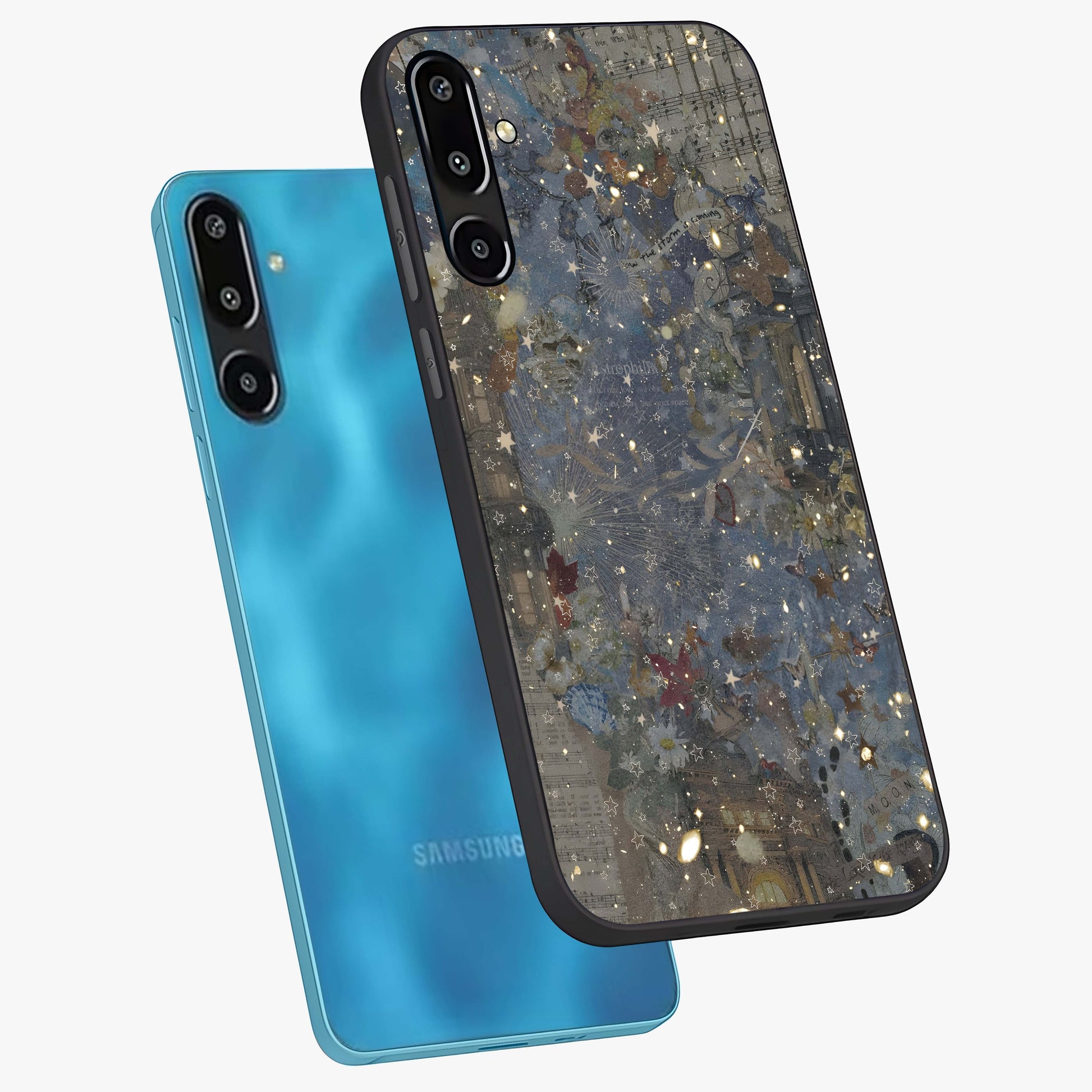 Aesthetic Astrolophia Glass Case displayed in angled mockup highlighting artistic aesthetic elements and smooth glass surface.