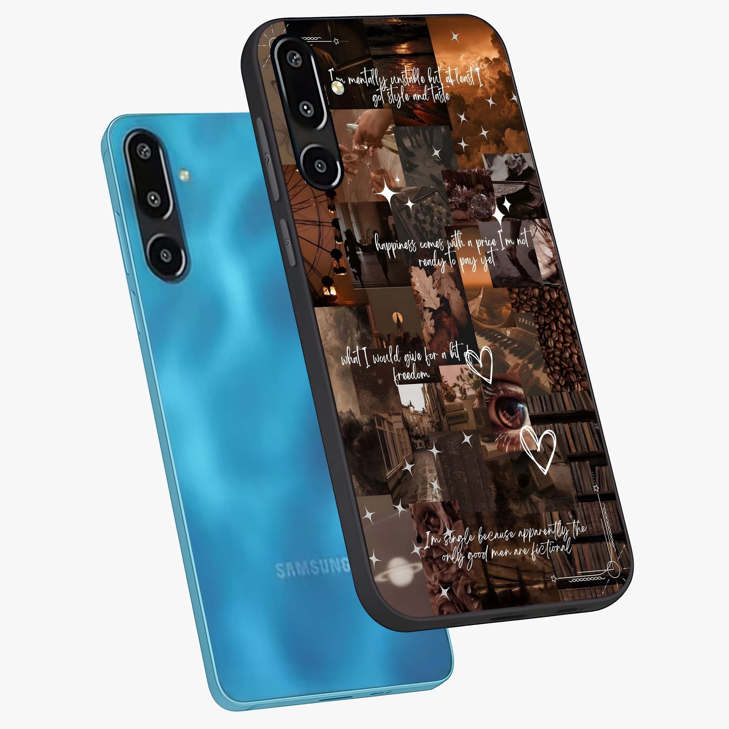 Bittersweet Aesthetic Chaos Glass Case displayed in angled mockup highlighting expressive abstract artwork and edgy aesthetic theme.
