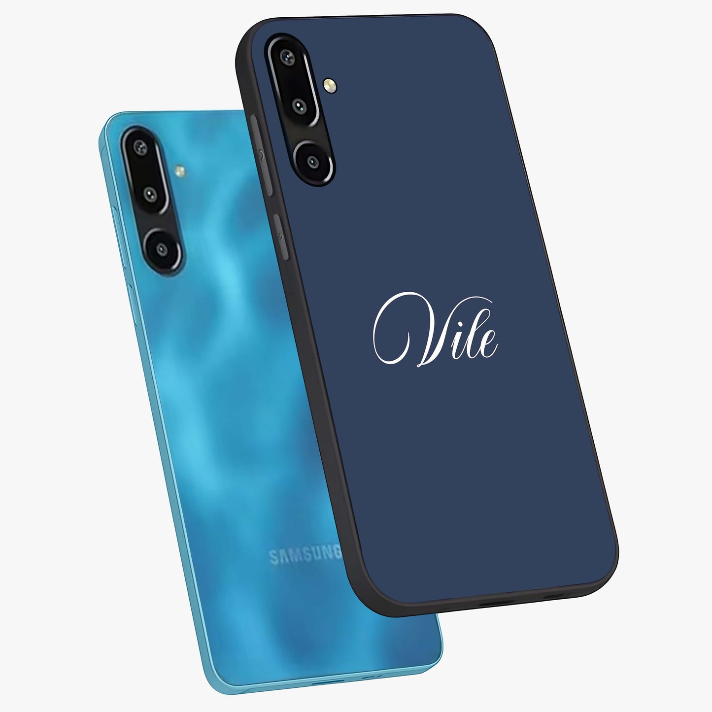 Blue Vintage Floral Pattern Glass Case showing flat back view with elegant vintage floral artwork and glossy glass finish.
