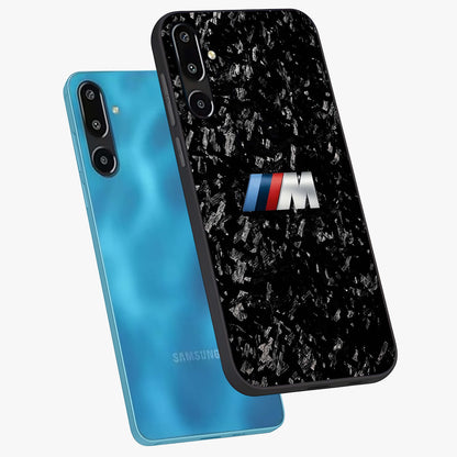 Carbon Speed Mark Glass Case displayed in angled mockup highlighting racing inspired carbon design and sleek aesthetic style.