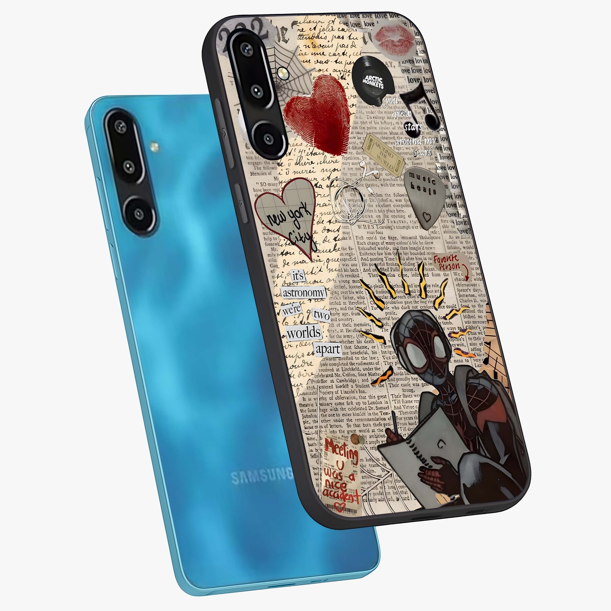 City Dream Sketch Glass Case displayed in angled mockup highlighting minimal city illustration with aesthetic sketch style.