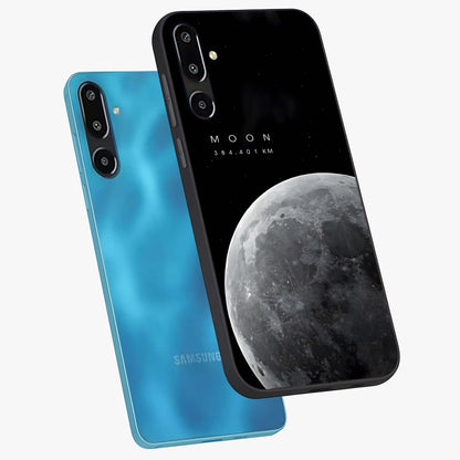 Cosmic Moon Glow Glass Case displayed in angled mockup highlighting celestial moon design with cosmic aesthetic theme.