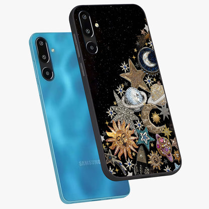 Cosmic Sparkle Dreams Glass Case displayed in angled mockup highlighting dreamy star sparkle design with celestial aesthetic.