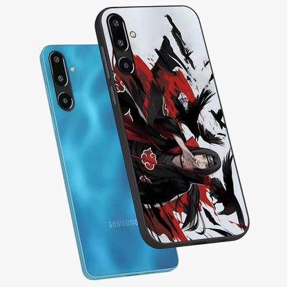 Crimson Crow Illusion Glass Case displayed in angled mockup highlighting mysterious crow graphic with dark aesthetic style.